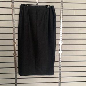 Jones New York Charcoal Grey wool lined pencil skirt with back Slit  Sz 14